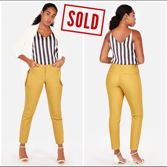 Express Pants - *SOLD* Express Mid Rise Ankle Curve Pant Gold